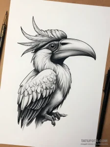 Tattoo sketch hornbill, tattoo flash sheet de... - эскиз тату (№1757798338_0, 13.09.2025 21:18) — Tatufoto.com
