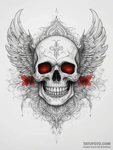 Tattoo sketch узор в виде черепа с крыльями,... - эскиз тату (№1757798928_0, 13.09.2025 21:28) — Tatufoto.com