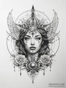 Tattoo sketch cosmic self - эскиз тату (№1757839303_0, 14.09.2025 08:41) — Tatufoto.com