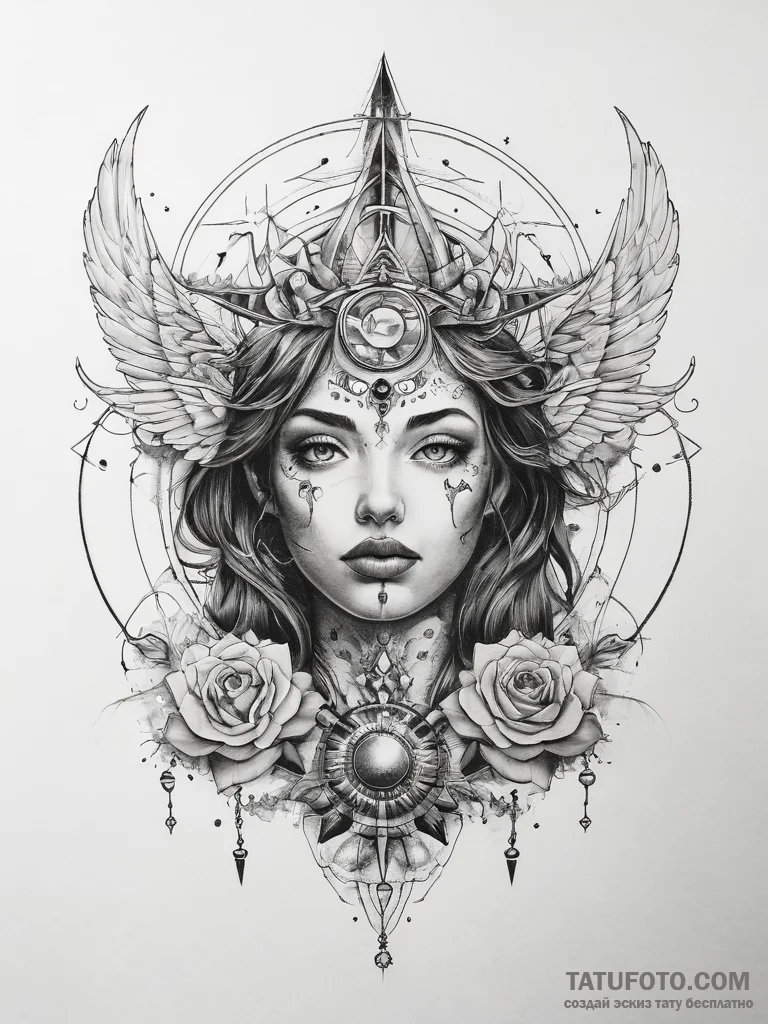 Tattoo sketch cosmic self - эскиз тату (№1757839303_0, 14.09.2025 08:41) — Tatufoto.com