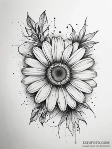 Tattoo sketch daisy with a quote - эскиз тату (№1757840875_0, 14.09.2025 09:07) — Tatufoto.com