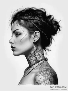 Tattoo sketch barbed wire on neck - эскиз тату (№1757841069_0, 14.09.2025 09:11) — Tatufoto.com
