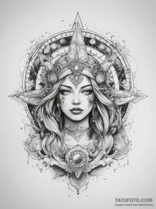 Tattoo sketch cosmic myth - эскиз тату (№1757842236_0, 14.09.2025 09:30) — Tatufoto.com