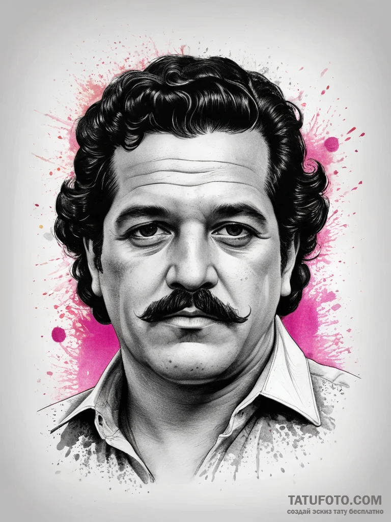 Tattoo sketch pablo escobar with a mustache,... - эскиз тату (№1757843594_0, 14.09.2025 09:53) — Tatufoto.com