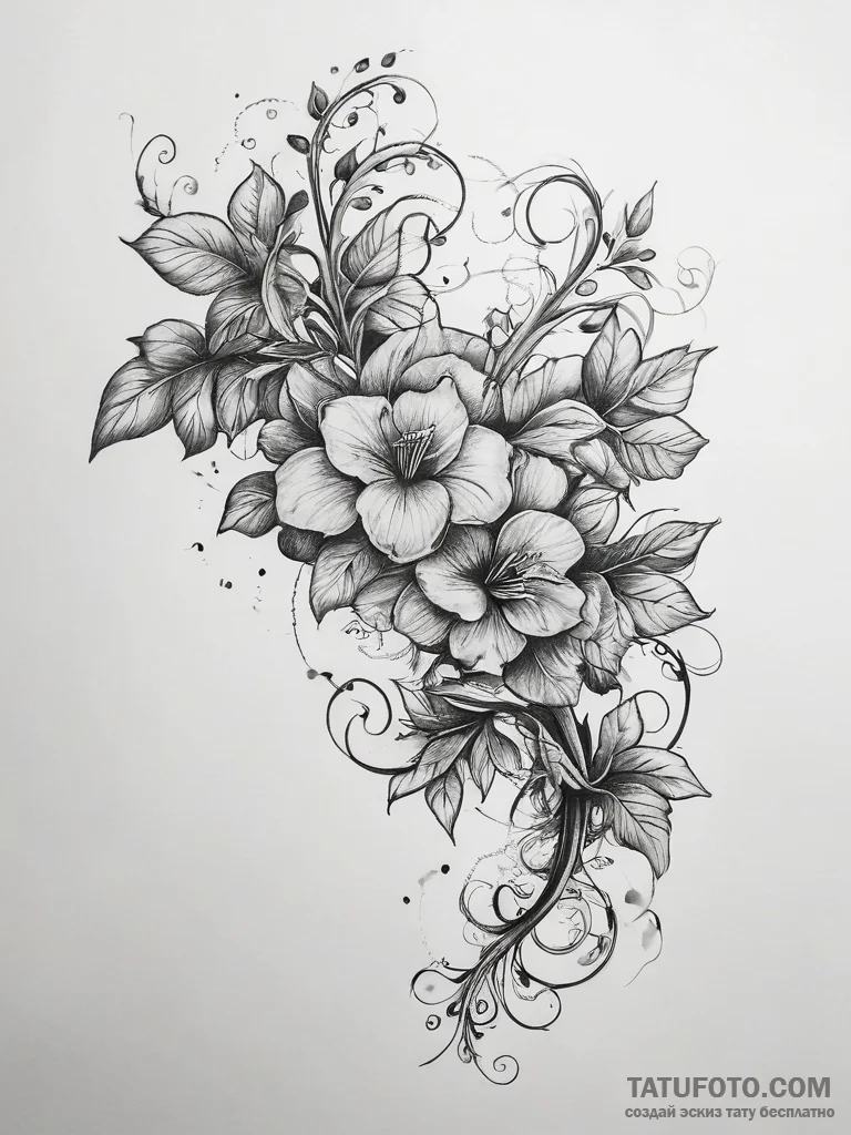 Tattoo sketch vine - эскиз тату (№1757844761_0, 14.09.2025 10:12) — Tatufoto.com
