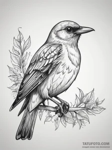 Tattoo sketch blackbird, ink illustration for... - эскиз тату (№1757845759_0, 14.09.2025 10:29) — Tatufoto.com