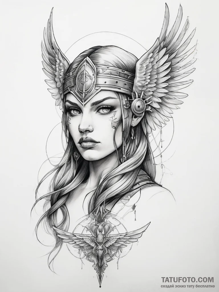 Valkyrie - эскиз тату (№1757847156_0, 14.09.2025 10:52) — Tatufoto.com