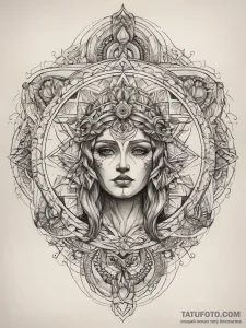 Tattoo sketch holy figure, tattoo flash sheet... - эскиз тату (№1757847212_0, 14.09.2025 10:53) — Tatufoto.com
