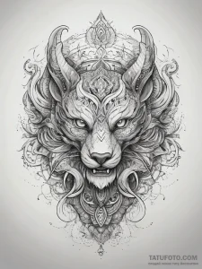 Tattoo sketch cosmic creature, tattoo line ar... - эскиз тату (№1757847465_0, 14.09.2025 10:57) — Tatufoto.com