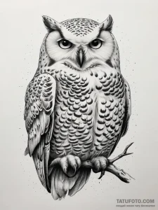Tattoo sketch snowy owl, concept art for tatt... - эскиз тату (№1757849783_0, 14.09.2025 11:36) — Tatufoto.com
