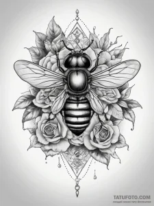 Tattoo sketch hoverfly, ink illustration for... - эскиз тату (№1757850171_0, 14.09.2025 11:42) — Tatufoto.com