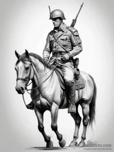 Tattoo sketch soldier with a horse - эскиз тату (№1757850962_0, 14.09.2025 11:56) — Tatufoto.com