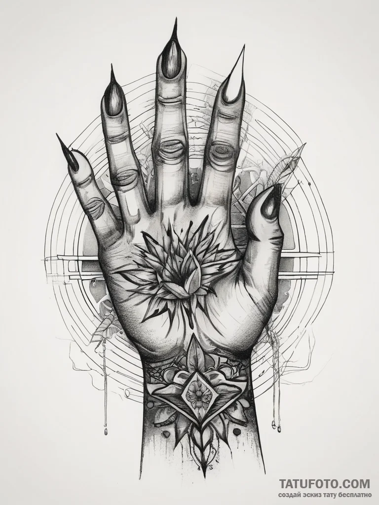 Tattoo sketch hands with a needle, tattoo dra... - эскиз тату (№1757851548_0, 14.09.2025 12:05) — Tatufoto.com