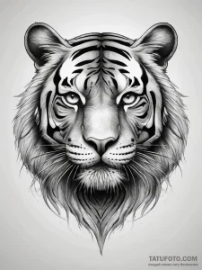 Tattoo sketch tiger face, ink illustration fo... - эскиз тату (№1757851935_0, 14.09.2025 12:12) — Tatufoto.com