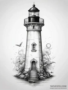 Tattoo sketch lighthouse, tattoo line art, bl... - эскиз тату (№1757852720_0, 14.09.2025 12:25) — Tatufoto.com