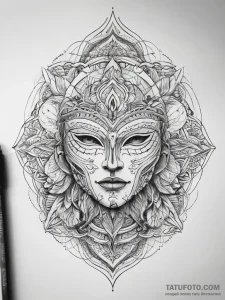 Tattoo sketch the mask portrait, ink illustra... - эскиз тату (№1757854153_0, 14.09.2025 12:49) — Tatufoto.com