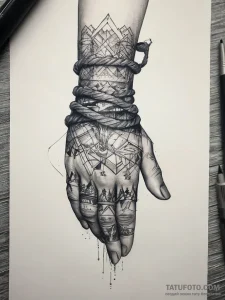 Tattoo sketch hands with a rope, tattoo sketc... - эскиз тату (№1757854540_0, 14.09.2025 12:55) — Tatufoto.com