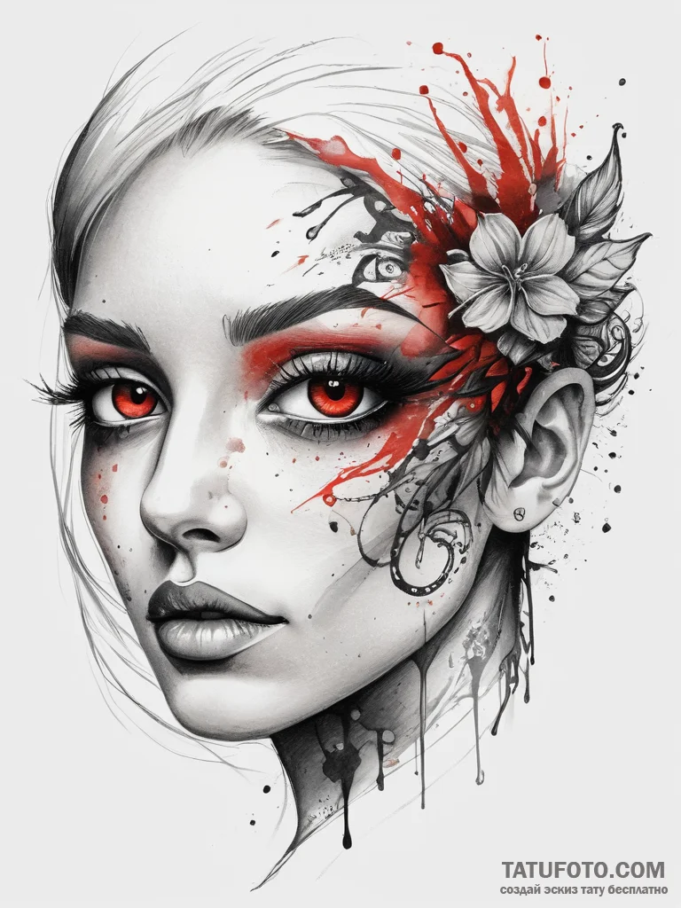 Tattoo sketch sensual eyes with a tear, ink i... - эскиз тату (№1757857477_0, 14.09.2025 13:44) — Tatufoto.com