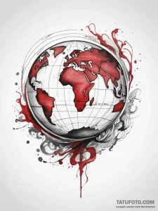 Tattoo sketch globe, tattoo line art, black a... - эскиз тату (№1757858839_0, 14.09.2025 14:07) — Tatufoto.com