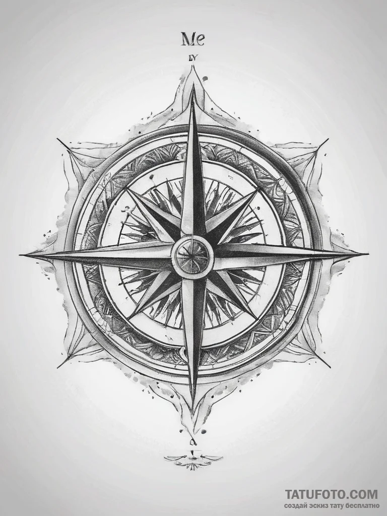 Tattoo sketch compass rose, artistic tattoo s... - эскиз тату (№1757859230_0, 14.09.2025 14:13) — Tatufoto.com