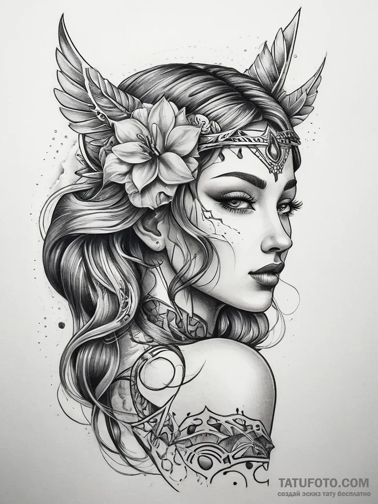Tattoo sketch goddess tattoo, tattoo line art... - эскиз тату (№1757859817_0, 14.09.2025 14:23) — Tatufoto.com