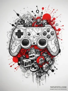Tattoo sketch gamer controller with wires, ta... - эскиз тату (№1757861791_0, 14.09.2025 14:56) — Tatufoto.com