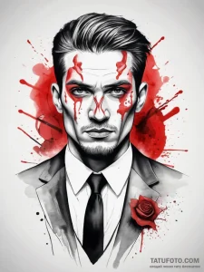 Tattoo sketch manager a person with a suit, c... - эскиз тату (№1757862589_0, 14.09.2025 15:09) — Tatufoto.com
