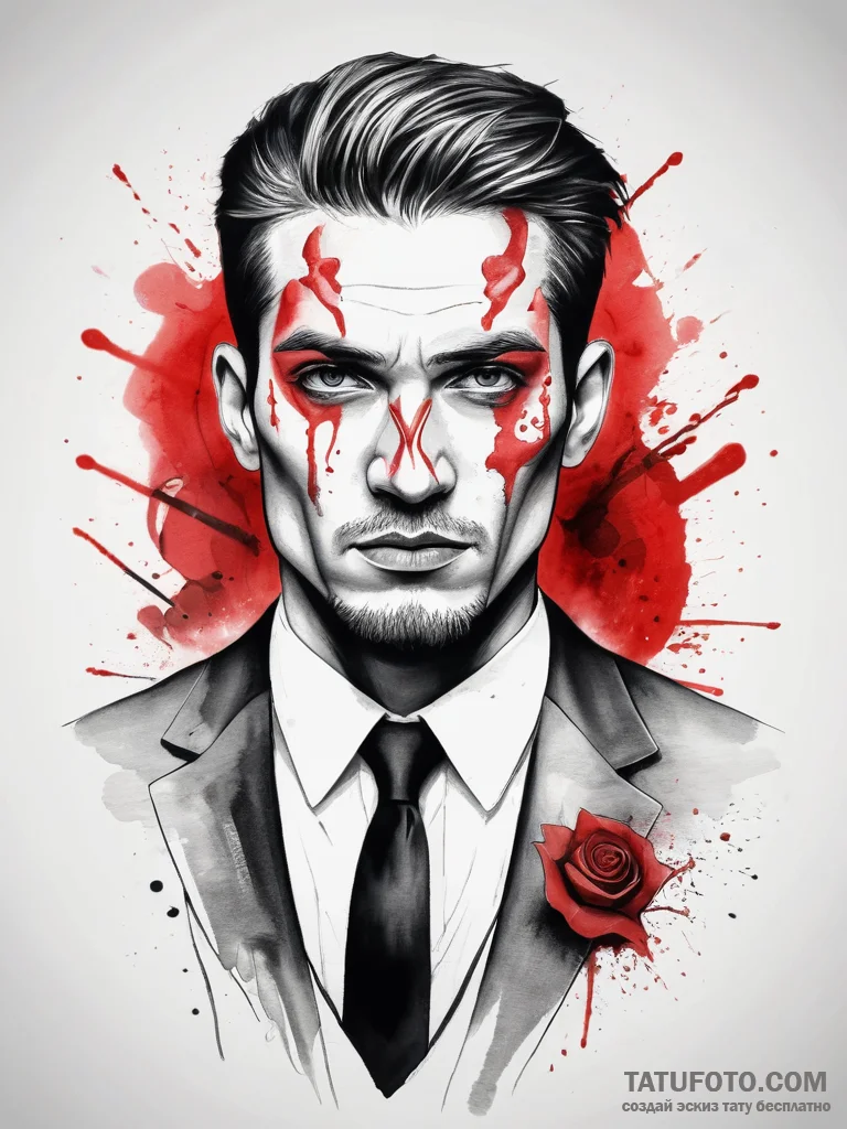 Tattoo sketch manager a person with a suit, c... - эскиз тату (№1757862589_0, 14.09.2025 15:09) — Tatufoto.com