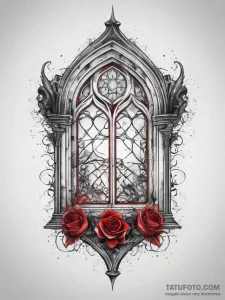 Tattoo sketch dark academia gothic window, ta... - эскиз тату (№1757864218_0, 14.09.2025 15:36) — Tatufoto.com