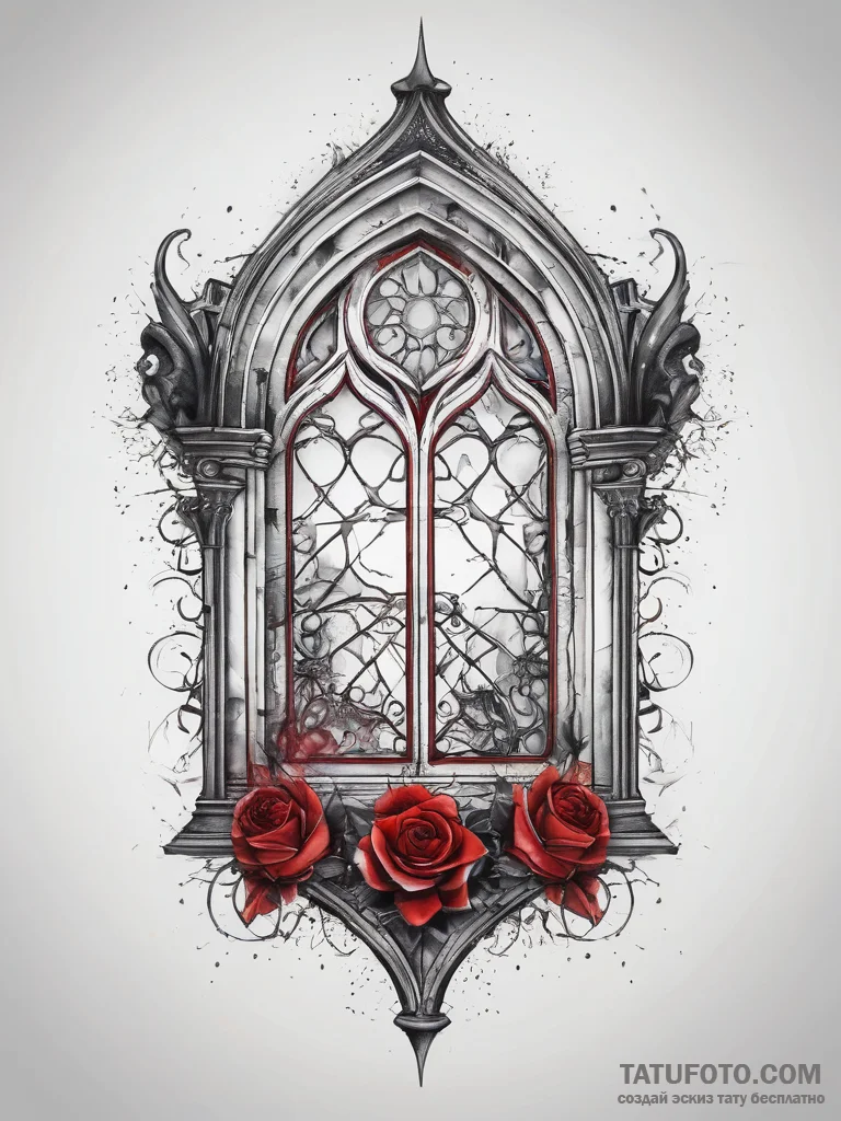 Tattoo sketch dark academia gothic window, ta... - эскиз тату (№1757864218_0, 14.09.2025 15:36) — Tatufoto.com