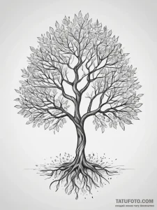 Tattoo sketch growing tree, ink illustration... - эскиз тату (№1757864412_0, 14.09.2025 15:40) — Tatufoto.com