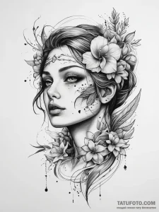 Tattoo sketch soulful - эскиз тату (№1757864607_0, 14.09.2025 15:43) — Tatufoto.com
