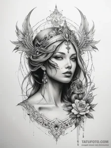 Tattoo sketch divine origin - эскиз тату (№1757865388_0, 14.09.2025 15:56) — Tatufoto.com