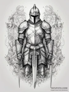Tattoo sketch узор в виде рыцаря, concept art... - эскиз тату (№1757865581_0, 14.09.2025 15:59) — Tatufoto.com