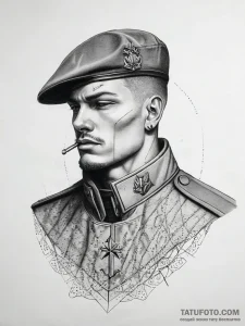 Tattoo sketch soldier with a saint, tattoo sk... - эскиз тату (№1757866160_0, 14.09.2025 16:09) — Tatufoto.com