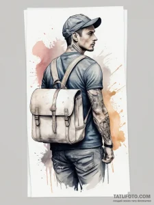 Tattoo sketch mail carrier a person with a ma... - эскиз тату (№1757867153_0, 14.09.2025 16:25) — Tatufoto.com
