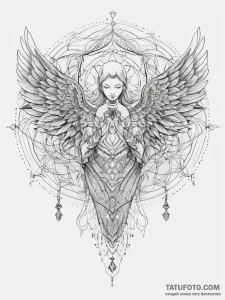 Tattoo sketch hands with an angel, concept ar... - эскиз тату (№1757867541_0, 14.09.2025 16:32) — Tatufoto.com