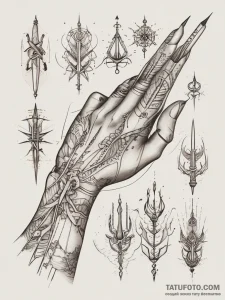 Tattoo sketch hands with a needle, tattoo fla... - эскиз тату (№1757869381_0, 14.09.2025 17:03) — Tatufoto.com