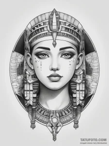 Tattoo sketch cleopatra portrait in a neo-tra... - эскиз тату (№1757869764_0, 14.09.2025 17:09) — Tatufoto.com