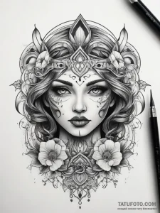Tattoo sketch paintbrush with a palette, tatt... - эскиз тату (№1757870400_0, 14.09.2025 17:20) — Tatufoto.com