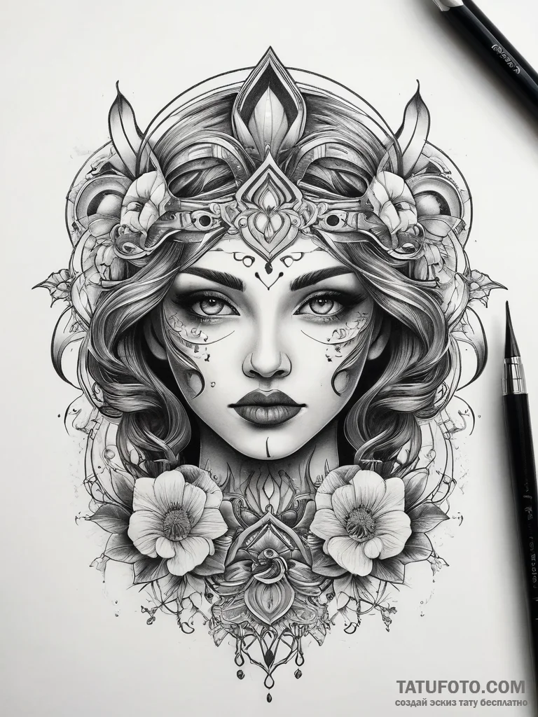 Tattoo sketch paintbrush with a palette, tatt... - эскиз тату (№1757870400_0, 14.09.2025 17:20) — Tatufoto.com