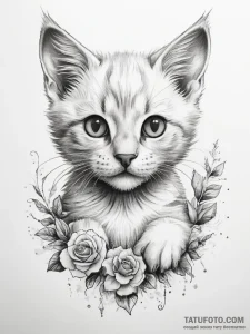 Tattoo sketch playful kitten tattoo - эскиз тату (№1757872913_0, 14.09.2025 18:01) — Tatufoto.com
