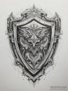 Tattoo sketch metalworking a shield, artistic... - эскиз тату (№1757873546_0, 14.09.2025 18:12) — Tatufoto.com