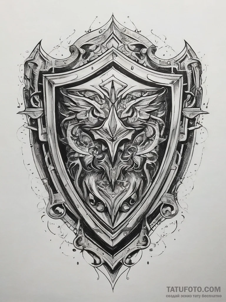 Tattoo sketch metalworking a shield, artistic... - эскиз тату (№1757873546_0, 14.09.2025 18:12) — Tatufoto.com
