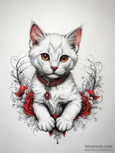 Tattoo sketch playful kitten tattoo, concept... - эскиз тату (№1757876479_0, 14.09.2025 19:01) — Tatufoto.com
