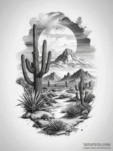 Tattoo sketch desert, concept art for tattoo,... - эскиз тату (№1757877631_0, 14.09.2025 19:20) — Tatufoto.com