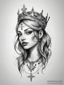 Tattoo sketch queen tattoo, concept art for t... - эскиз тату (№1757878208_0, 14.09.2025 19:30) — Tatufoto.com