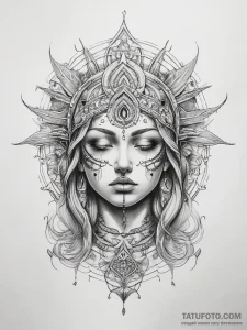 Tattoo sketch spiritual representation - эскиз тату (№1757878789_0, 14.09.2025 19:39) — Tatufoto.com