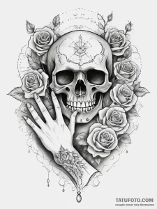 Tattoo sketch hands with a ghost, tattoo draw... - эскиз тату (№1757880147_0, 14.09.2025 20:02) — Tatufoto.com