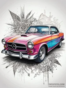 Tattoo sketch vintage car, tattoo line art, v... - эскиз тату (№1757881121_0, 14.09.2025 20:18) — Tatufoto.com